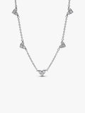 Triple Stone Heart Station Chain Necklace