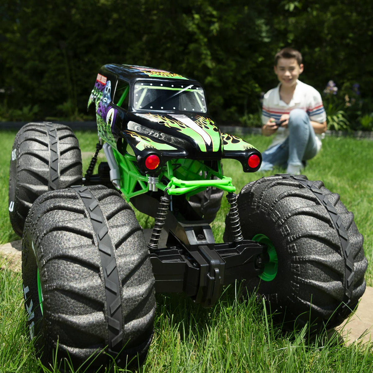 Monster Jam Mega Grave Digger All-Terrain Remote Control Monster Truck With Lights, 1:6 Scale - 6046197