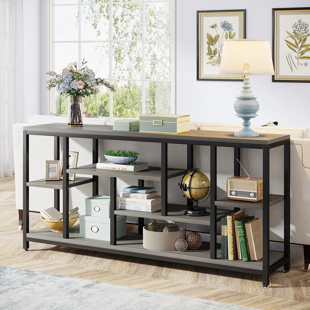 3-Tier Console Sofa Table With Storage, 70.9 Inch