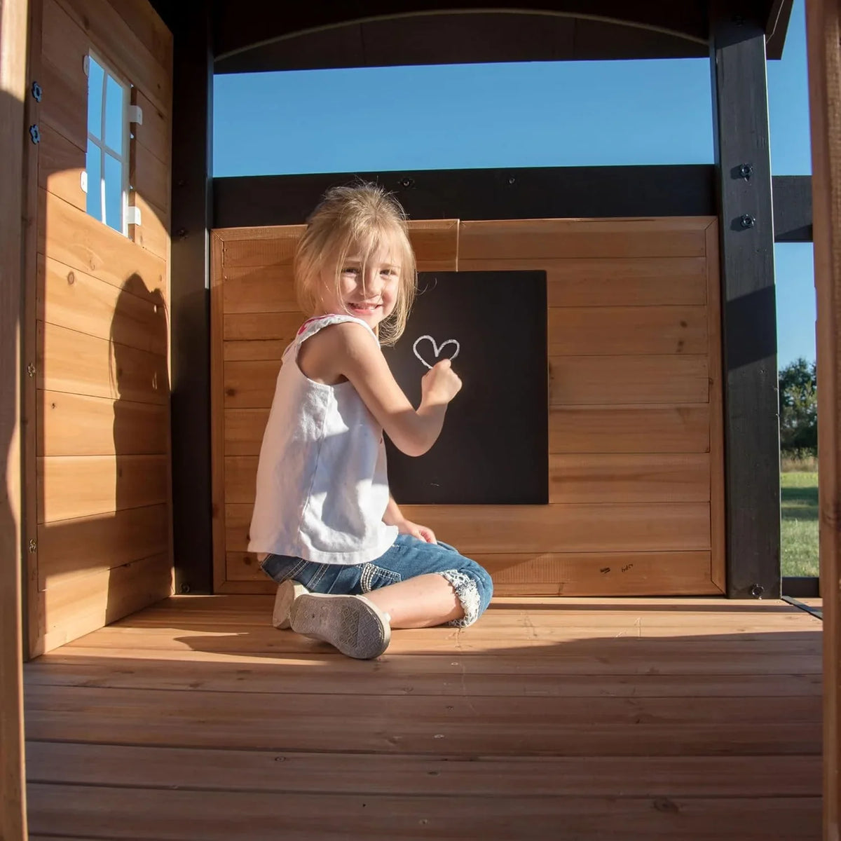 Backyard Discovery Cedar Wood Swing Set With Wave Slide, Clubhouse, Play Kitchen, Belt And Web Swings - Canyon Creek