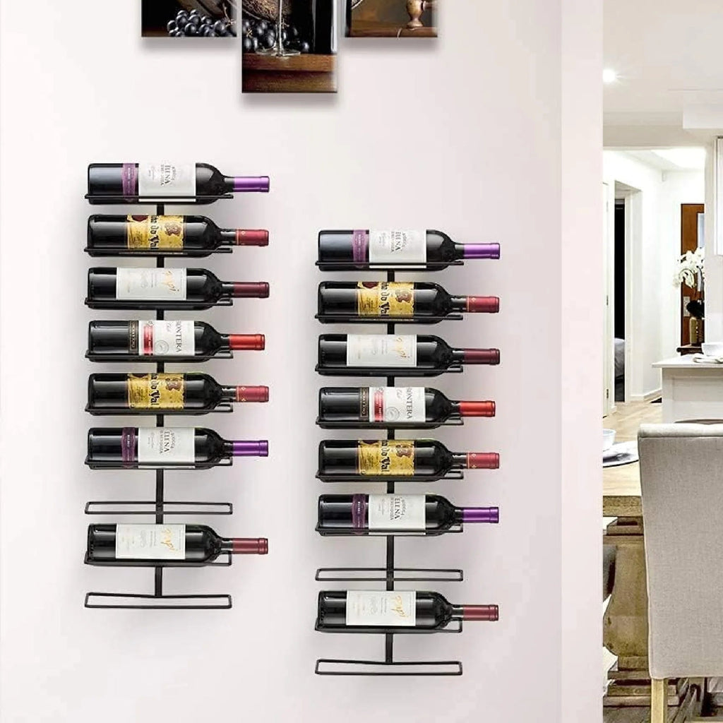Wall-Mounted Vertical Wine Rack Set, 27-Bottle Capacity