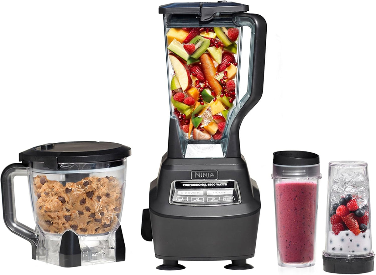Ninja Blender And Food Processor System, 1500W, 72-Oz Pitcher, 64-Oz Bowl, Two 16-Oz To-Go Cups - Black