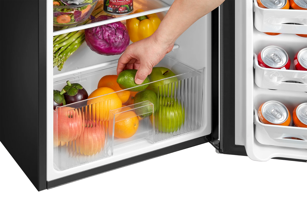 Arctic King Two-Door Mini Fridge With Freezer, 3.2 Cu ft, 18.5 in x 19.4 in x 33.3 in, Stainless Steel - E-Star