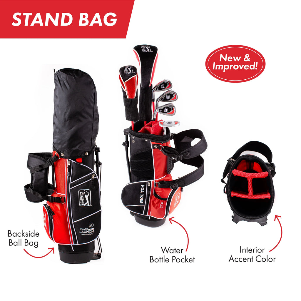 PGA Tour Right-Handed 10-Piece Kids Golf Club Stand Bag Set, Ages 8-12, Player Height 4ft 8in - 5ft 2in