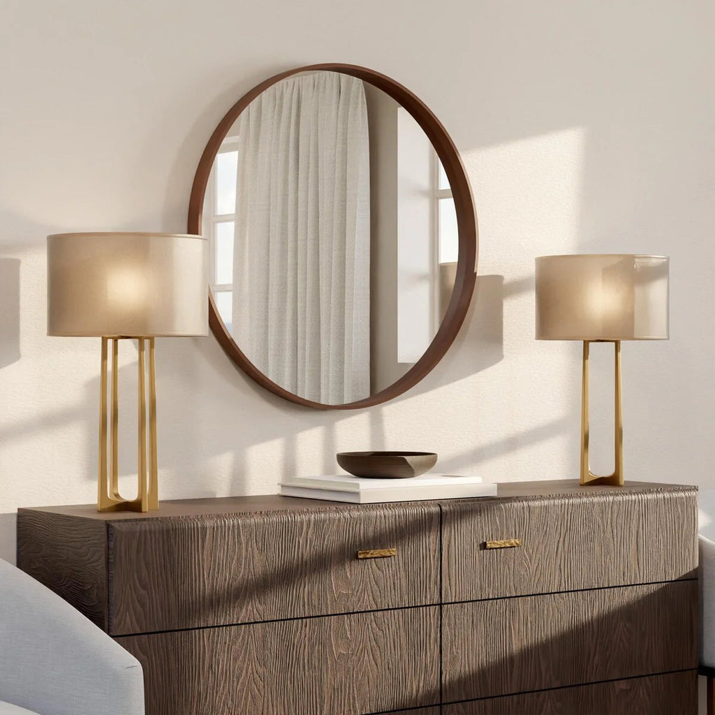 Classic Farmhouse Round Wooden Frame Wall Mirror - 24-inches, 28-inches, 32-inches