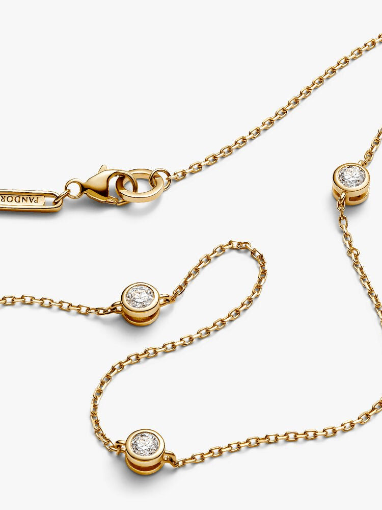 Pandora Era Bezel 14k Gold Lab-grown Diamond Station Necklace