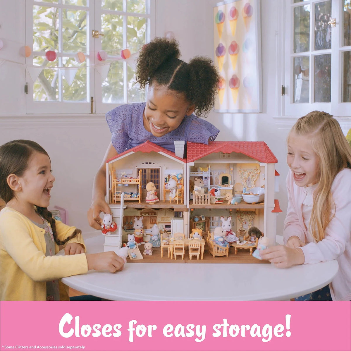 Calico Critters Red Roof Country Home Dollhouse Playset With Figures, Furniture And Accessories