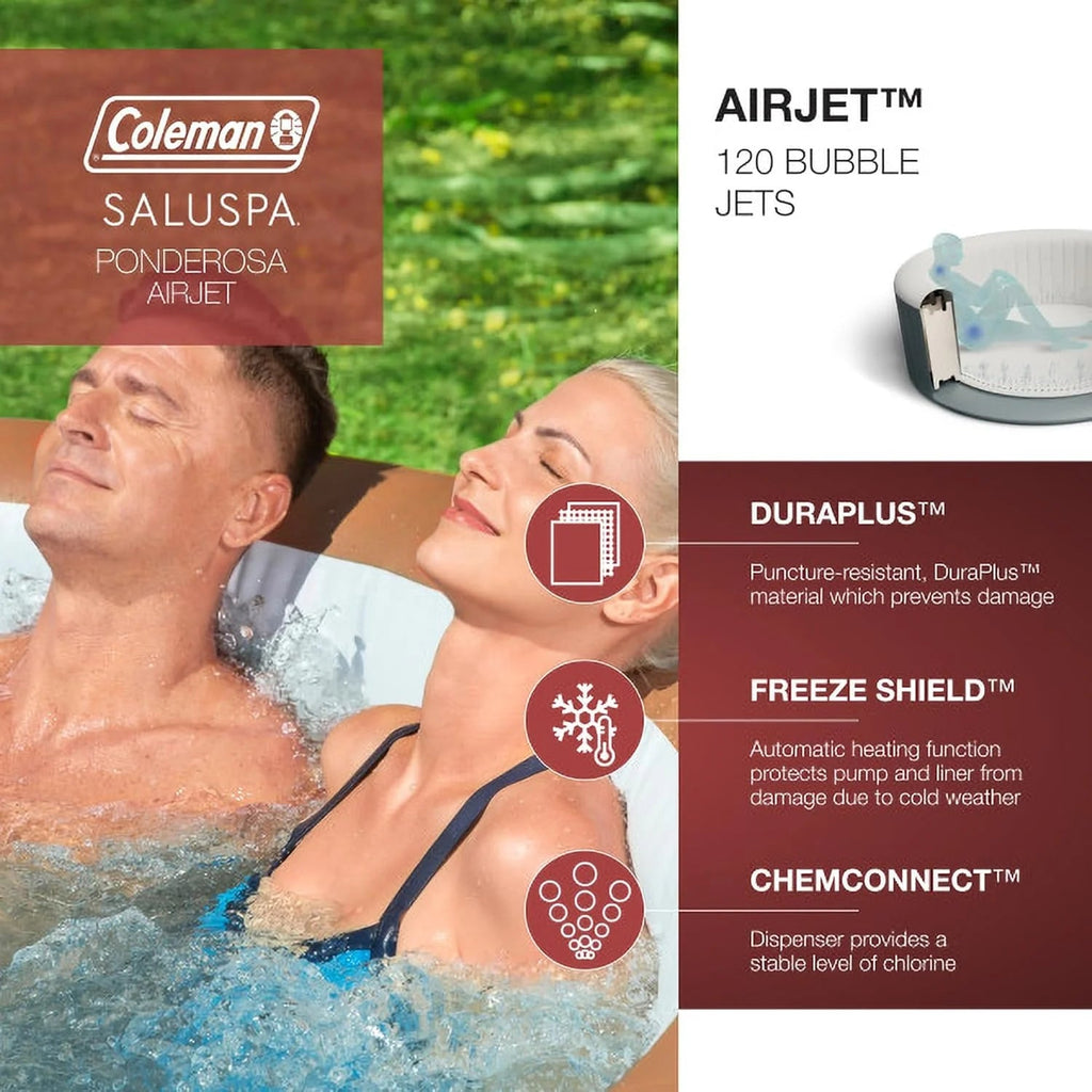 2-4 Person Inflatable Hot Tub With 120 Air Jets And Insulated Cover