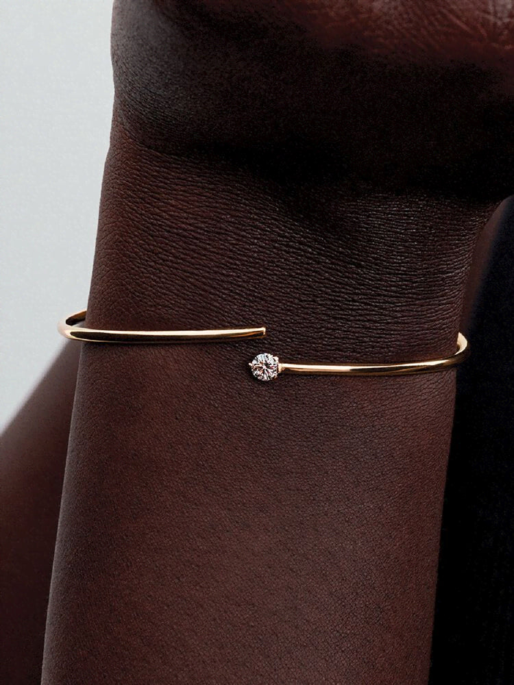 Pandora Nova 14k Gold Lab-grown Diamond Open Bangle