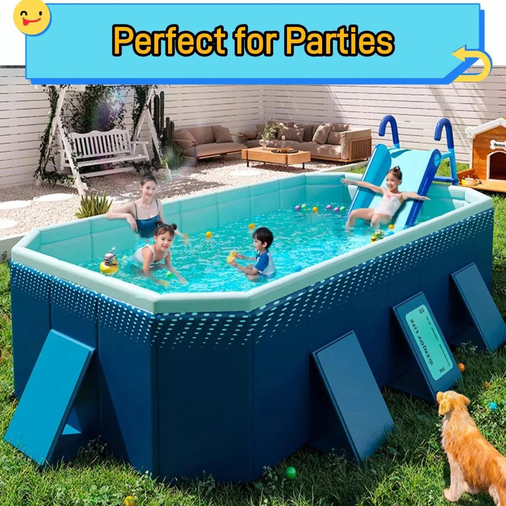 Houtclort Inflatable Swimming Pool Slide, Blue, 57in L x 7.8in W x 27in H