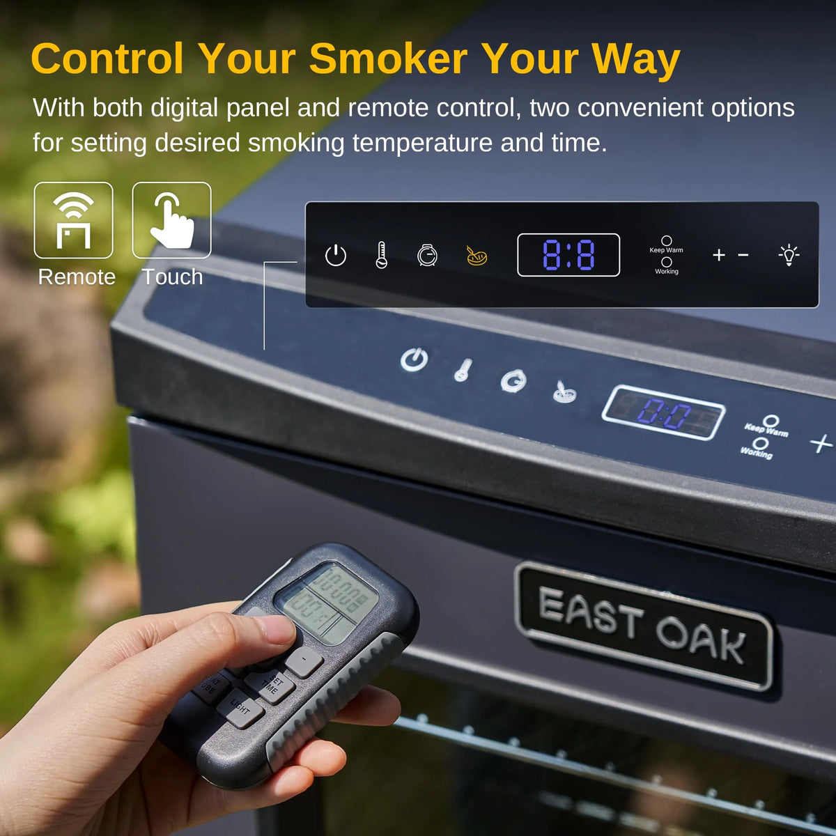 EAST OAK 30in Digital Electric Smoker, 725 Sq. In., Night Blue, Glass Door