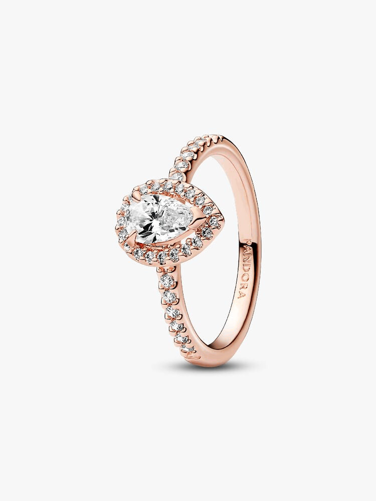 Sparkling Pear Halo Ring