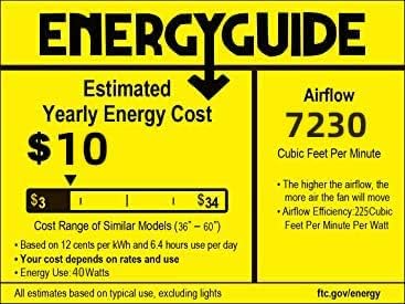 BOOSANT 60 inch Ceiling Fan With LED Light, 5 Solid Wood Blades, 6 Speeds, Deep Brown - 8727