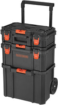 Stackable Tool Storage System, Black, 3-Piece Set, 50.8L X 40W X 73.7H Centimetres