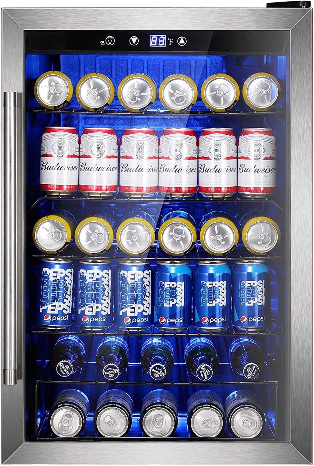 Electactic 3.2 Cu Ft 130 Can Beverage Refrigerator Cooler, Black, 19.29 x 17.32 x 30.79 inches - JC-90