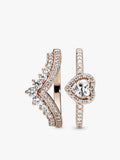 Heart of Rose Princess Wishbone Stacking Ring Set