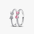 Sparkling Bow Duo Ring Set