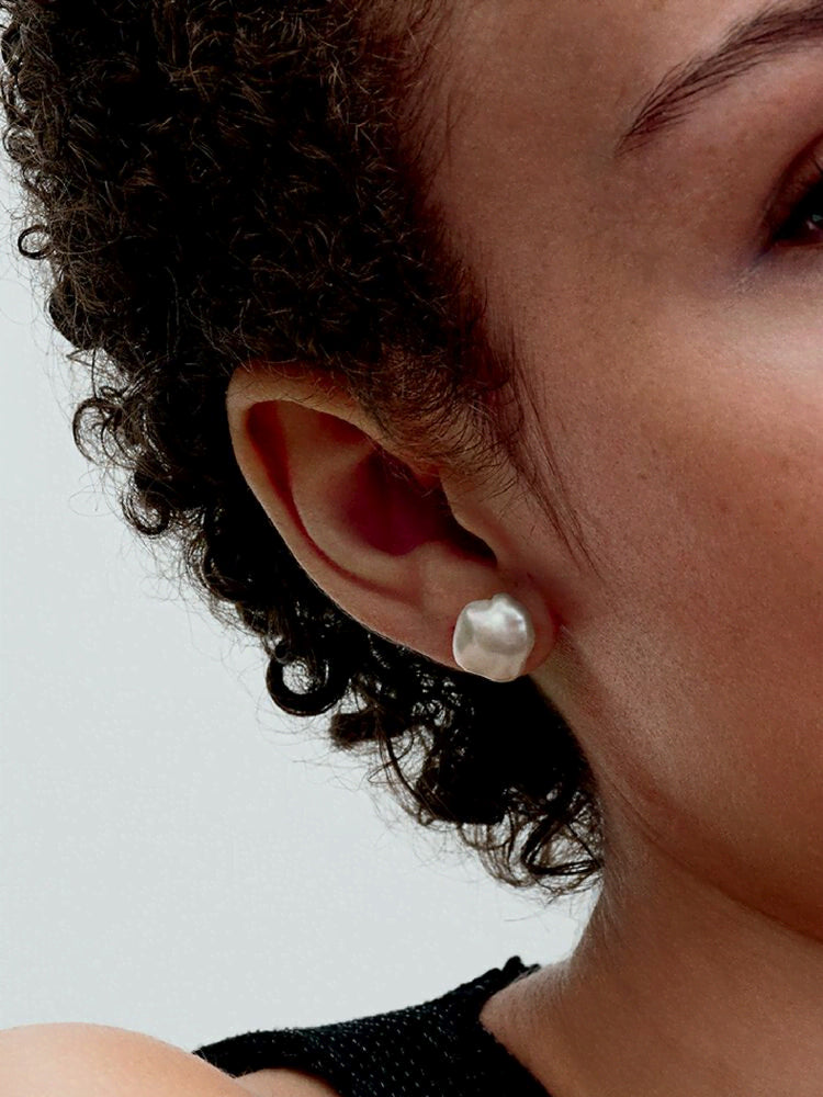 Baroque Treated Freshwater Cultured Pearl Stud Earrings