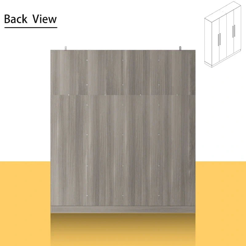 FUFU&GAGA Freestanding Solid Wood Wardrobe Closet With Storage Shelves