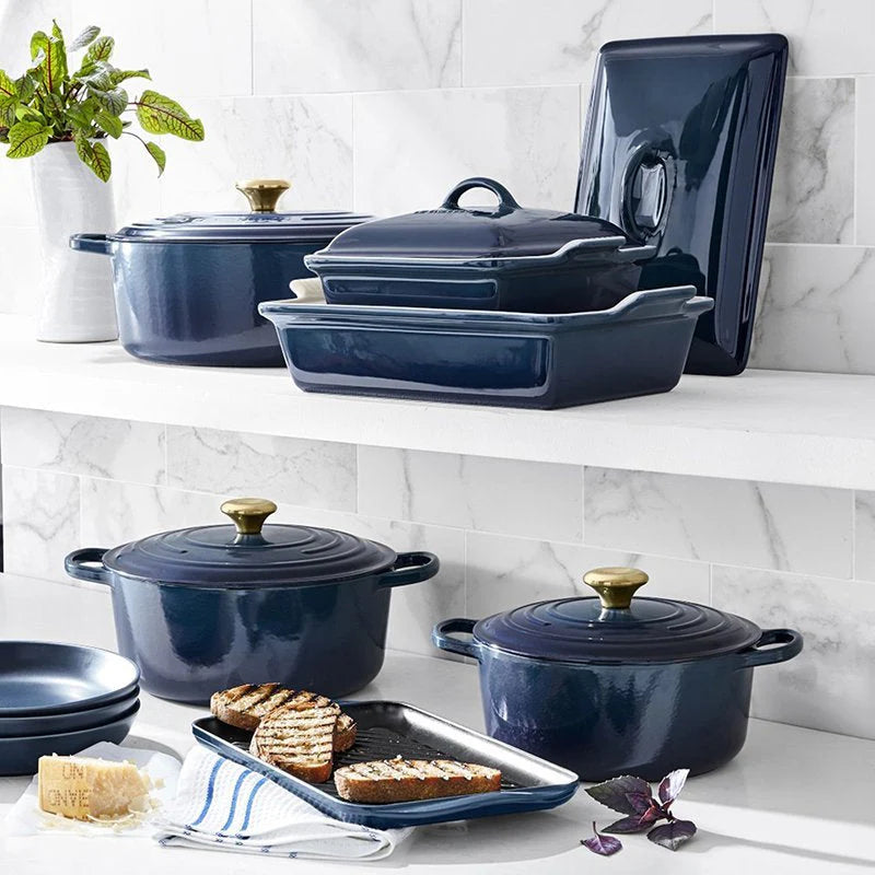 Signature 20-Piece Enameled Cast Iron Cookware Set - 10.25 in Skillet, 1.75-Quart Saucepan