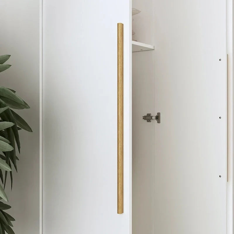 FUFU&GAGA Freestanding Solid Wood Wardrobe Closet With Storage Shelves