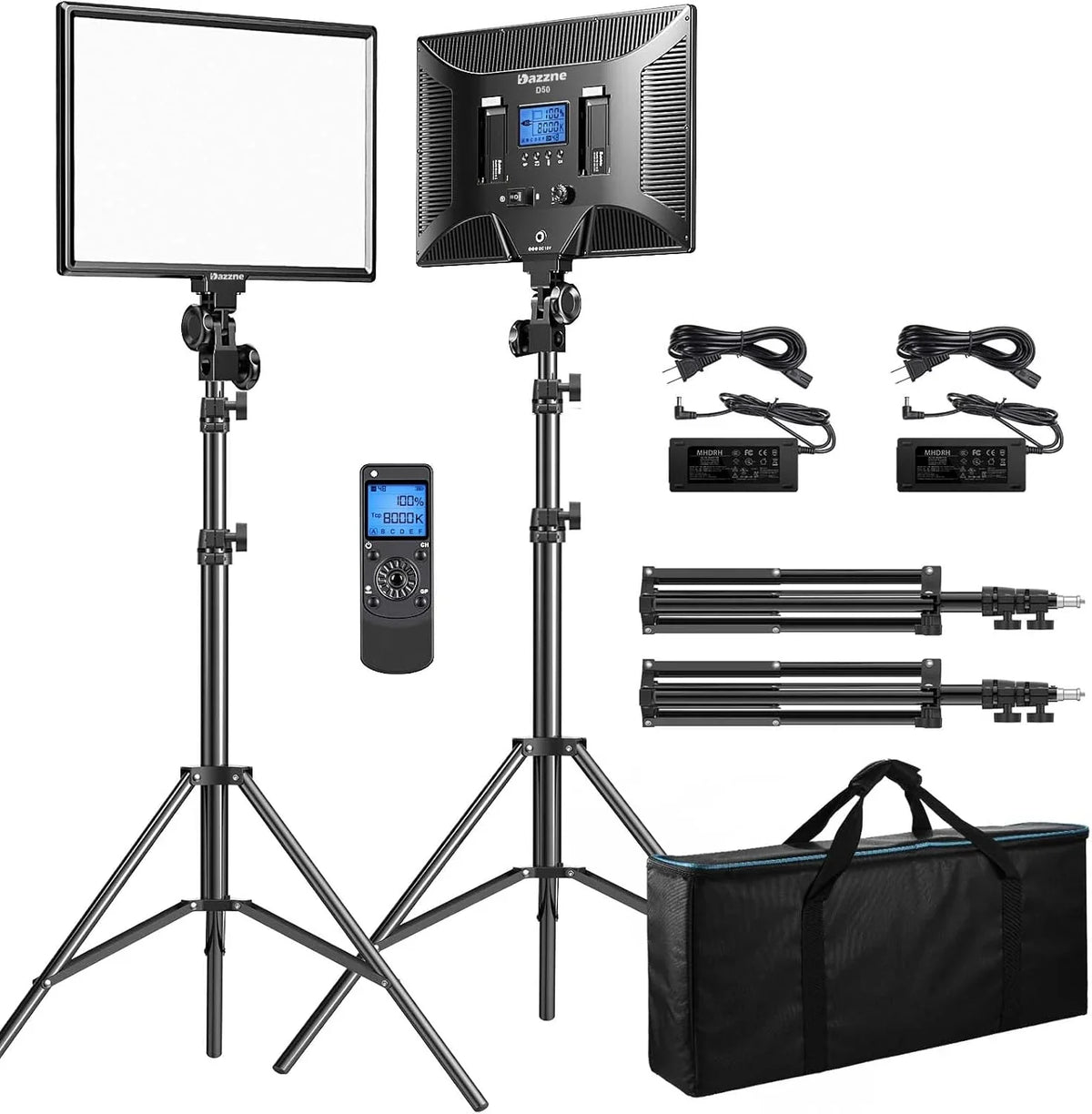 LED Video Light Panels, 15.4 in, 2 Pack, 45W, 3000K-8000K Bi-Color - D50