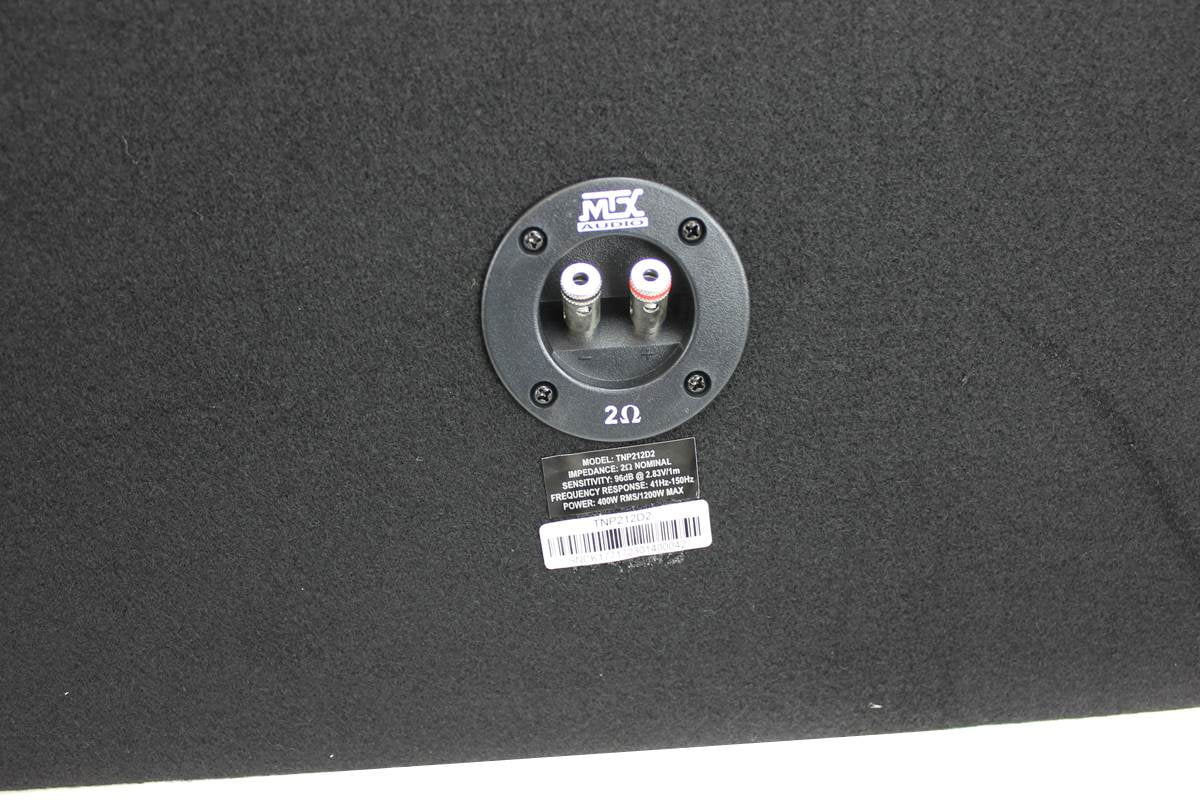 MTX 12in Dual Loaded Car Subwoofer Package With Sub Box, Amplifier And QPower Wiring Kit - TNP212D2