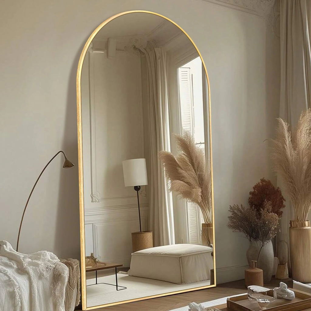 Arched Full Length Floor Mirror With Aluminum Alloy Frame - 65x22, 71x24, 71x28, 71x32