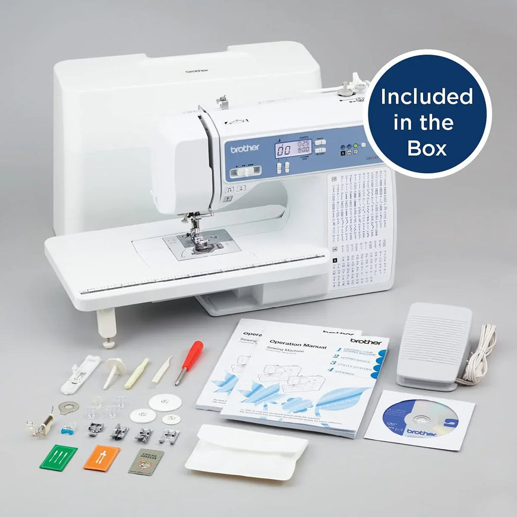 Brother Computerized Sewing And Quilting Machine, 165 Built-In Stitches, LCD Display, White, 20x12x17 - XR9550