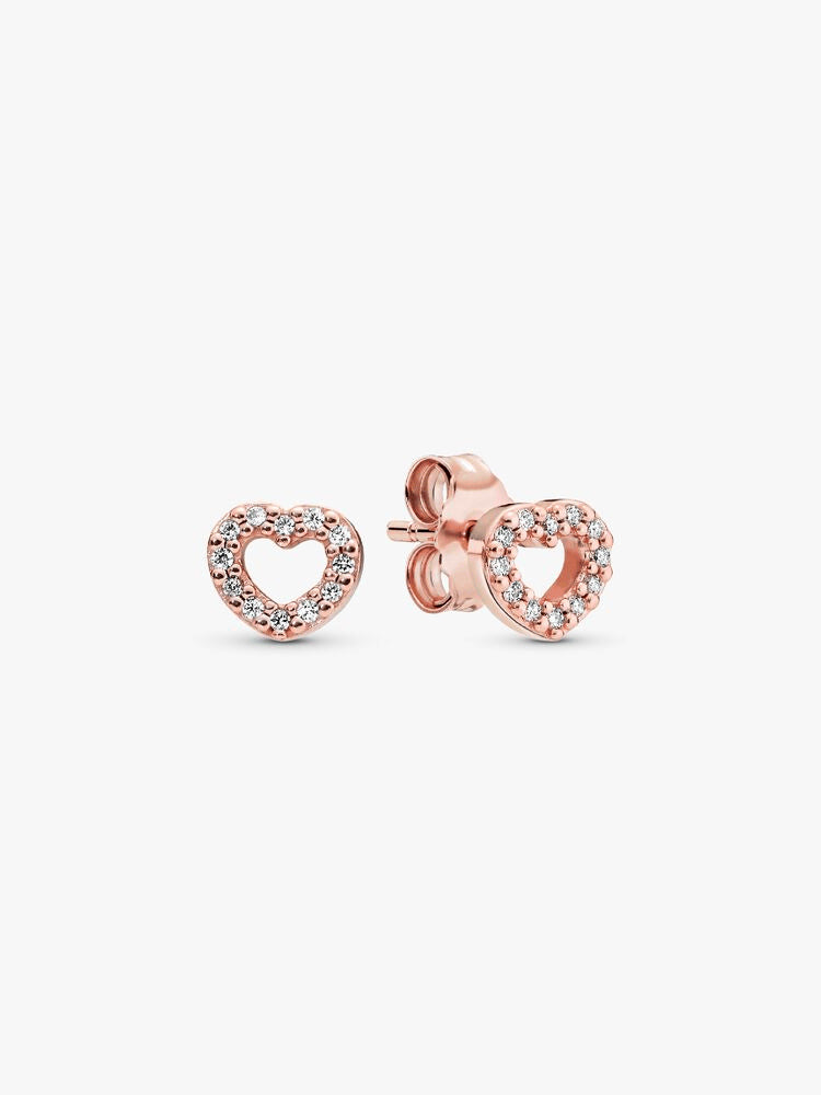 Open Heart Stud Earrings