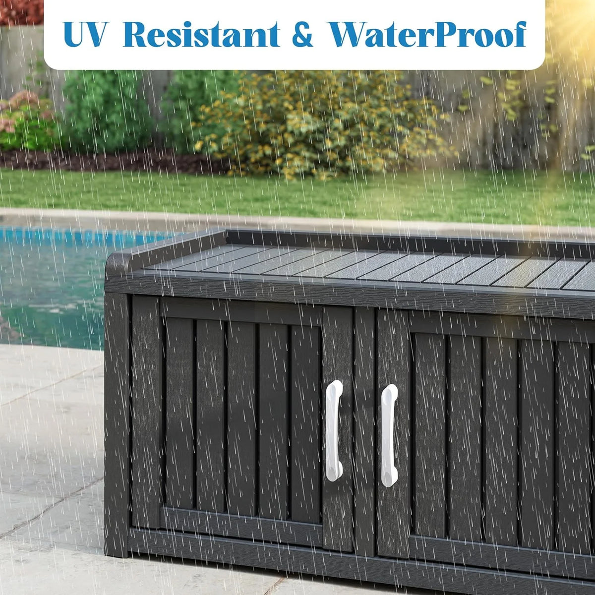 KAMABOKO Outdoor Shoe Storage Cabinet, Black, 2 Doors