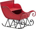 Christmas Sleigh Outdoor Decoration, Large Red Iron, 39 in - Sleigh-L