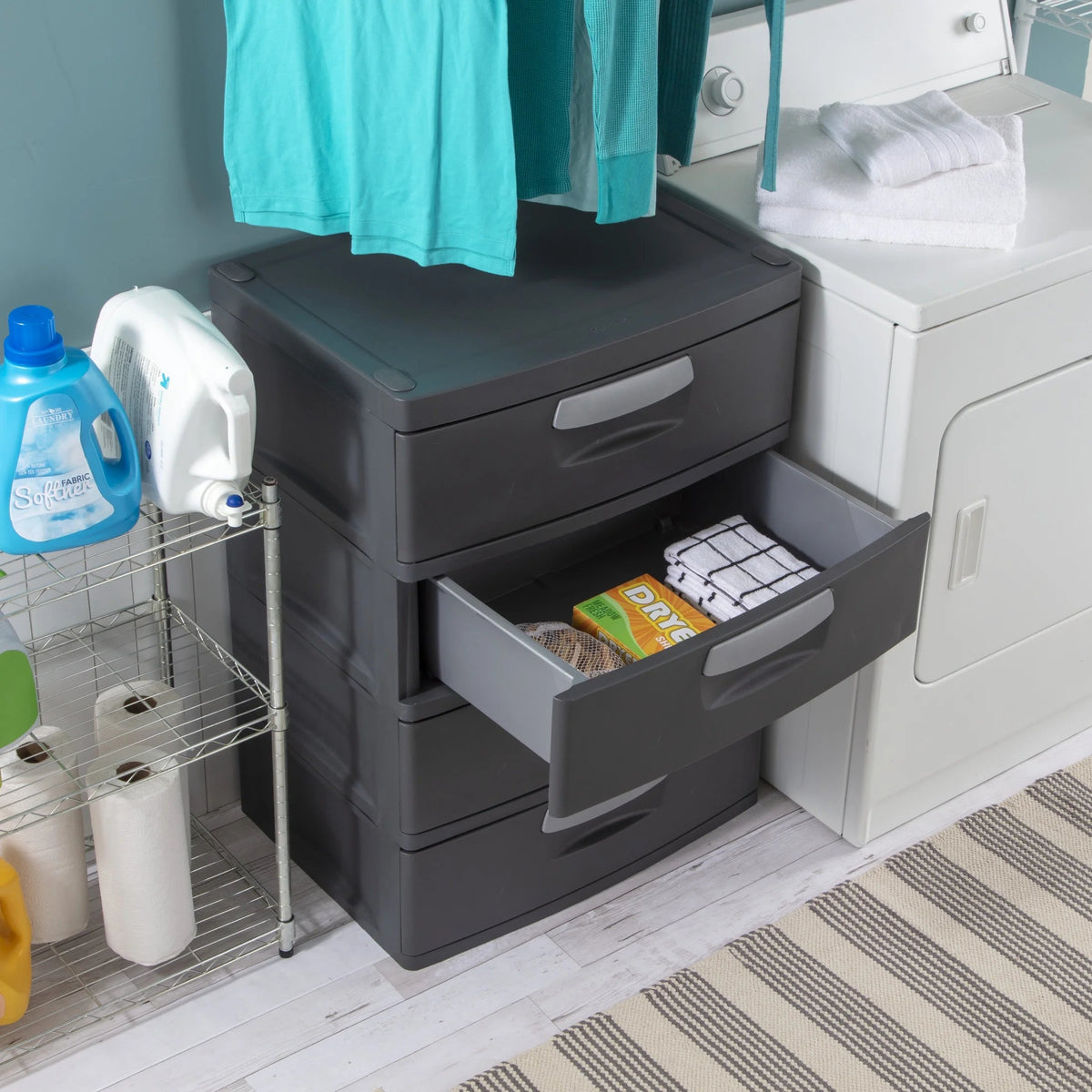 Sterilite 4 Drawer Plastic Storage Unit, Dark Gray, 1 Count - 4 Drawer Unit