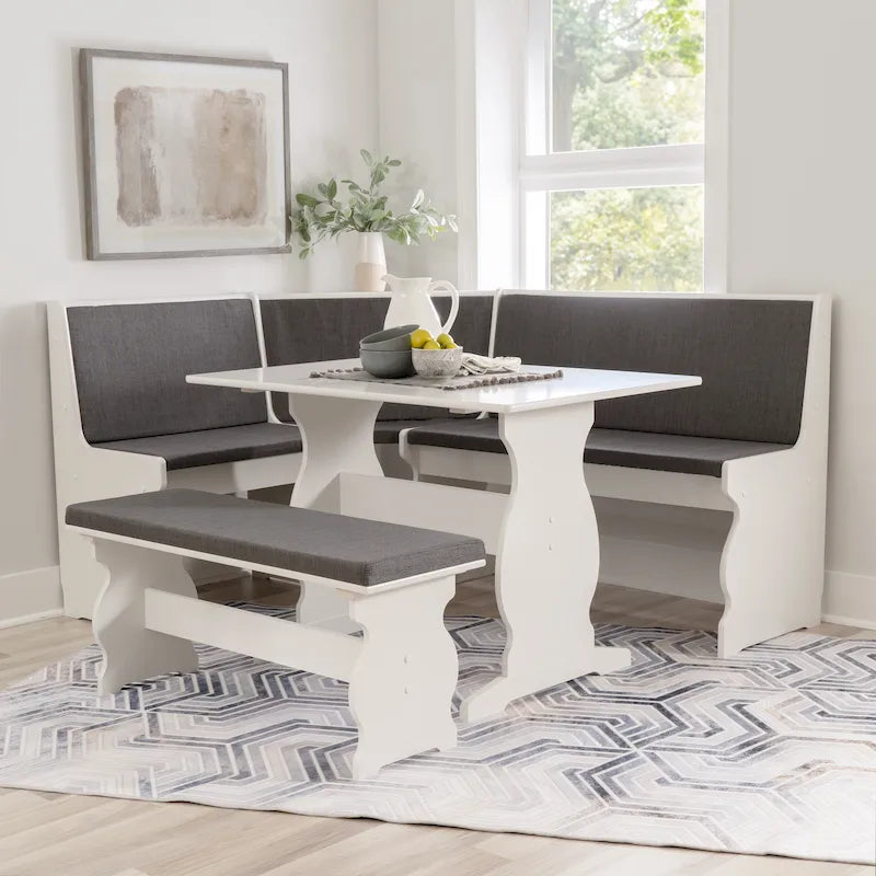 Hannah Breakfast Nook 3-Piece Dining Set With Corner Bench
