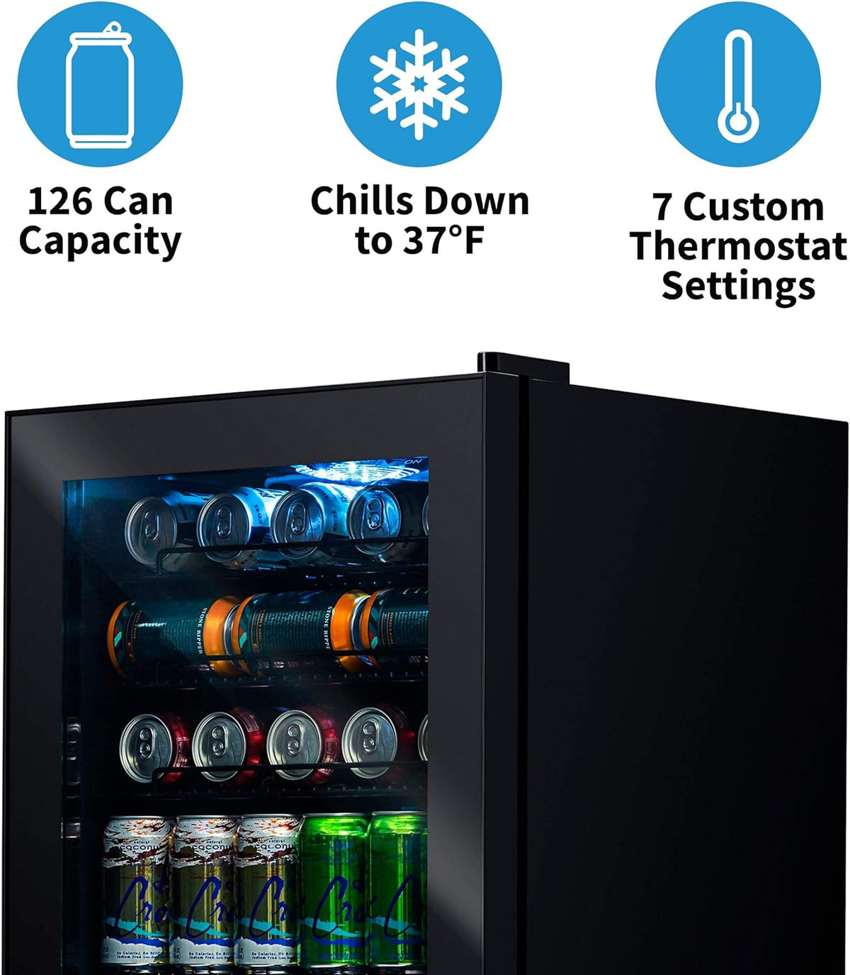Beverage Refrigerator Cooler, 126 Cans, Right Hinge Glass Door - AB-1200