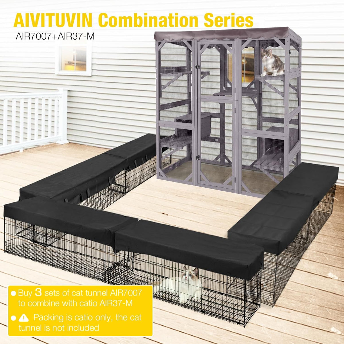 Large Walk-In Outdoor Cat Enclosure With 7 Platforms
