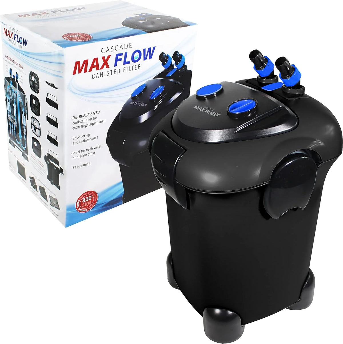 PENN-PLAX Cascade Max Flow Aquarium Canister Filter 820 Gallons Per Hour - CMF1