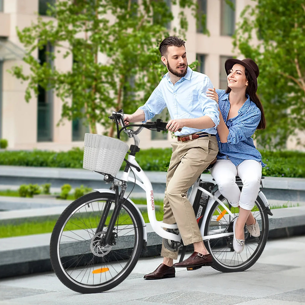 PEXMOR Adult Electric Bike 350W Peak 500W 36V 12.5AH 26in Cruiser