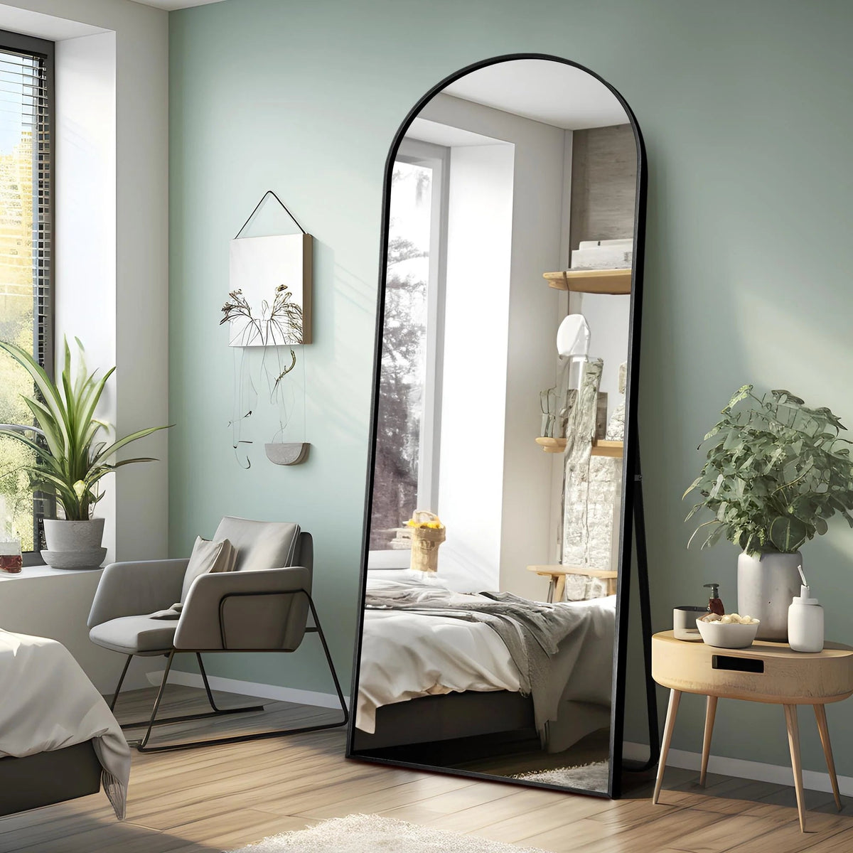 Arched Full-Length Floor Mirror - Standing And Wall-Mounted
