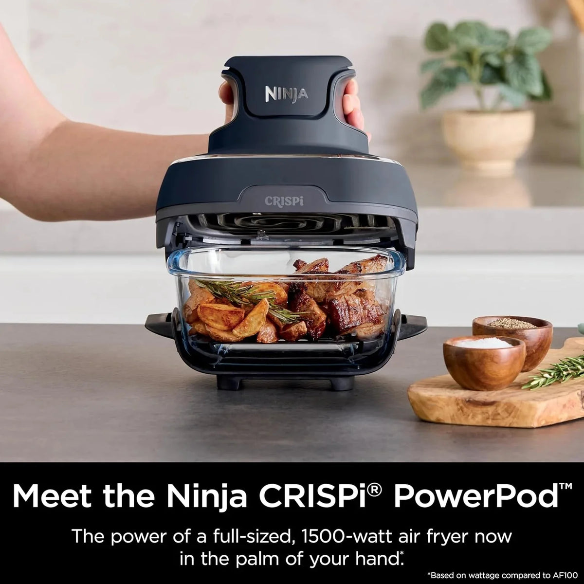 Ninja Crispi 4-in-1 Portable Glass Air Fryer Cooking System, 1500W, 4 QT And 6-Cup Containers