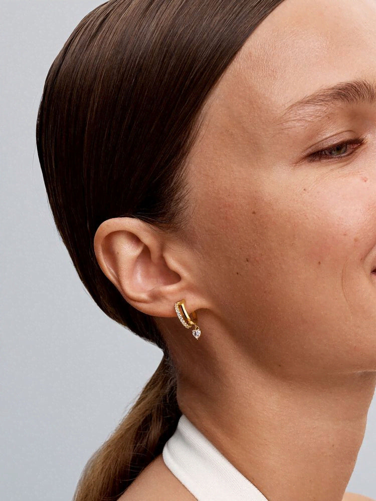 Dangling Heart Hoop Earrings