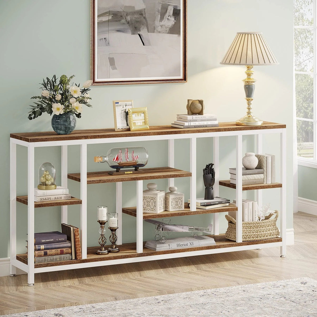 3-Tier Console Sofa Table With Storage, 70.9 Inch