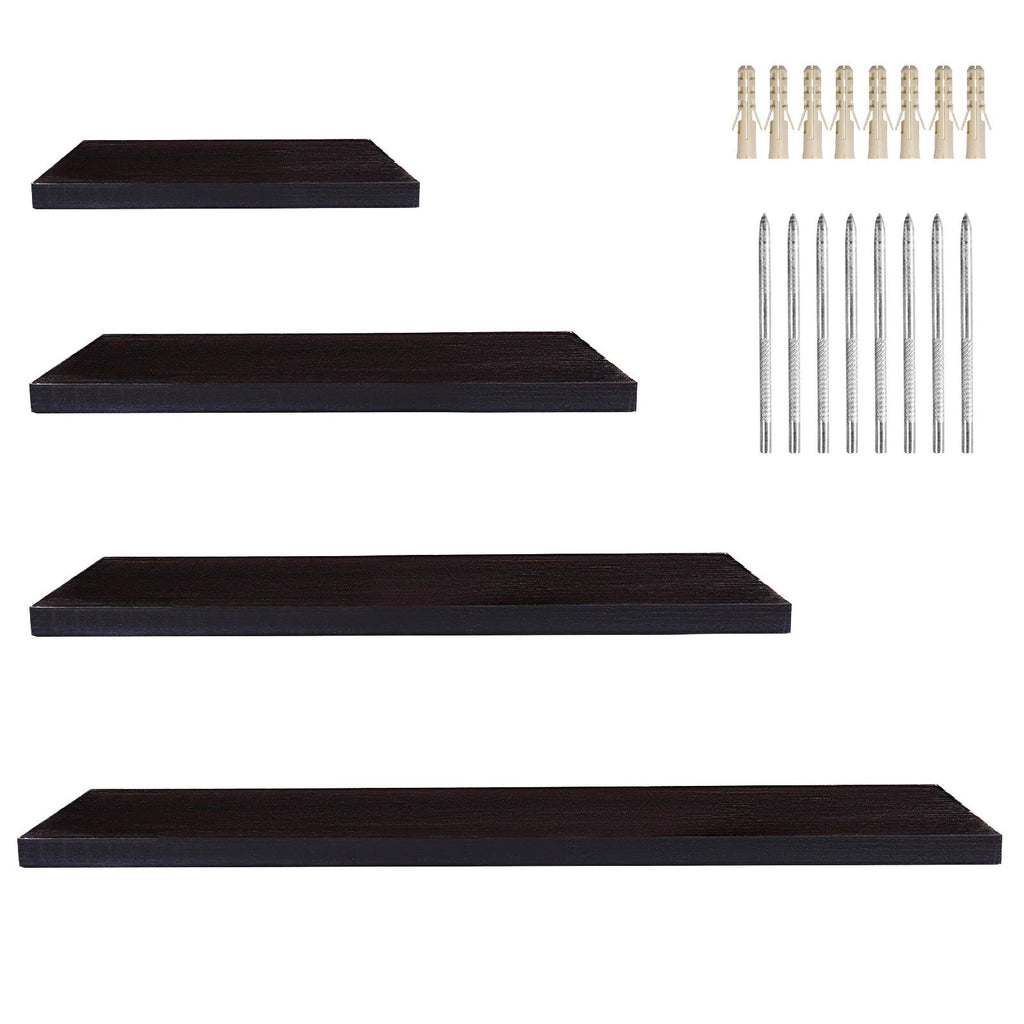 4-Piece Wood Floating Wall Shelves - White And Black