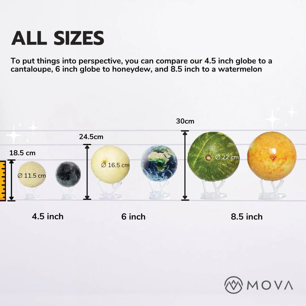 MOVA Self-Rotating Globe Earth With Clouds, 4.5 in - Light Powered