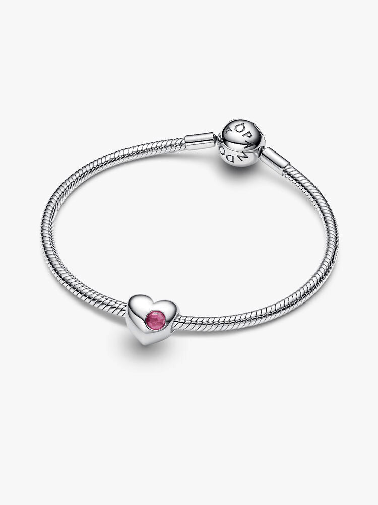 Engravable Pink Stone Heart Charm