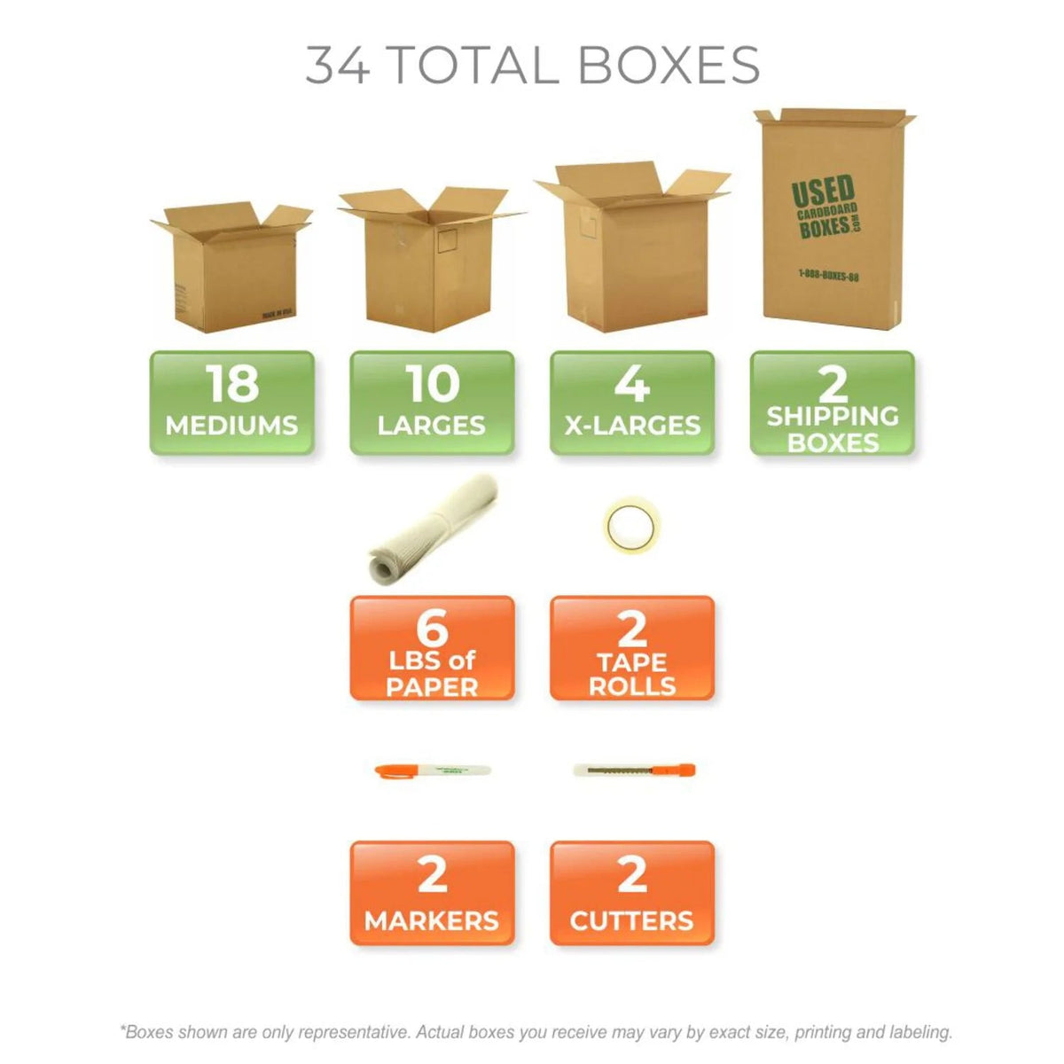 UCB Zero Waste Used 1 Bedroom Moving Kit - 32 Moving Boxes
