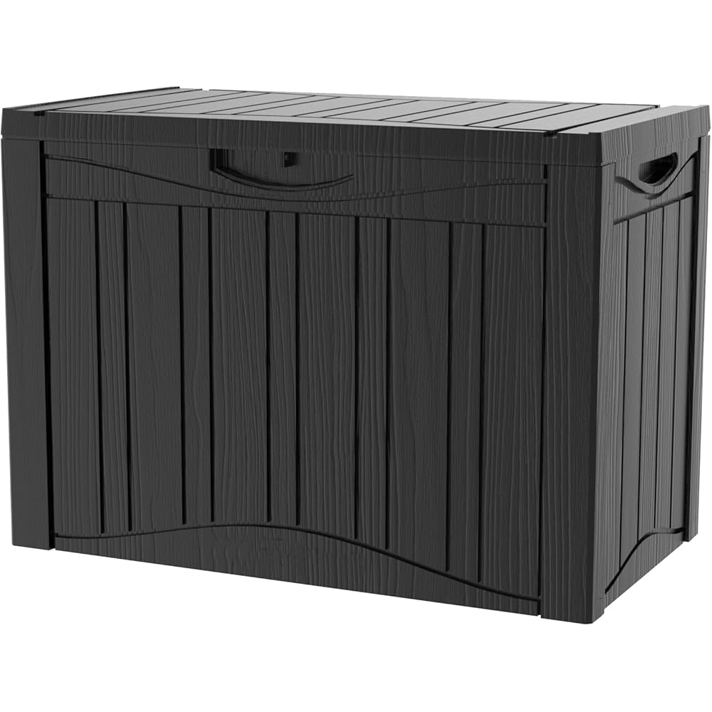 Decksplore 50 Gallon Waterproof Lockable Resin Outdoor Storage Box - Black