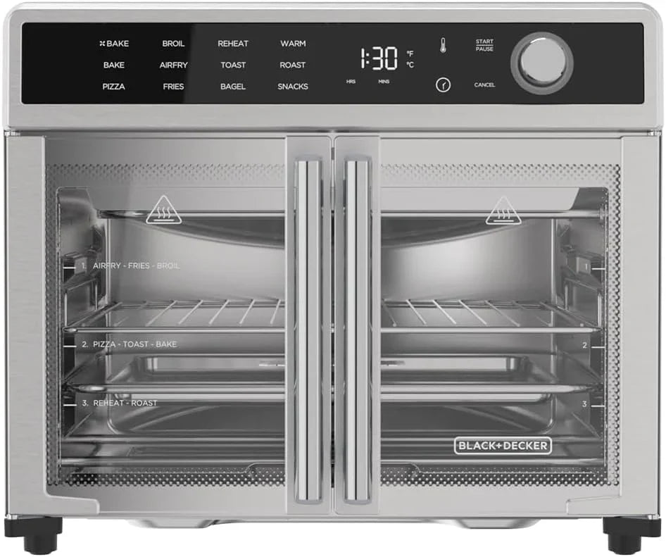 Crisp 'N Bake 12-in-1 Air Fryer Toaster Oven Combo, Stainless Steel - Crisp 'N Bake French Door Air Fry Toaster Oven