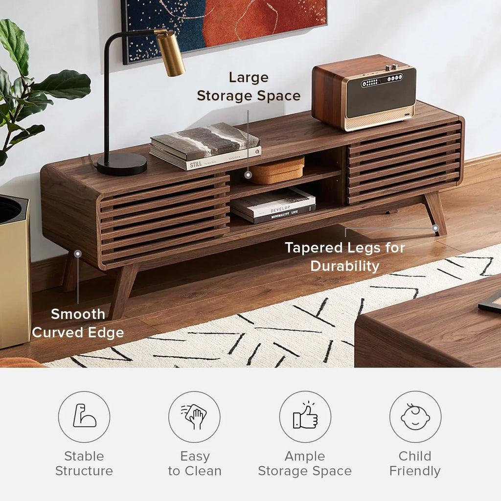 mopio Ensley 59in Walnut TV Stand for 55/60/65 inch TV