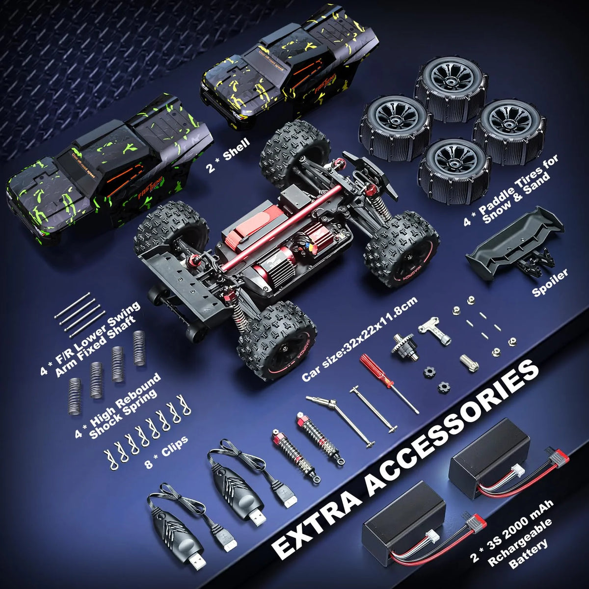 WIAORCHI 1/16 RTR Brushless RC Car 42 mph - 2 Batteries